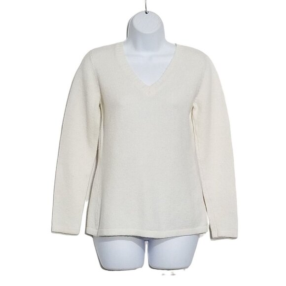 Guide Series Vintage 90s Y2K Pullover Sweater Womens M White Wool Blend V-neck - Picture 3 of 9